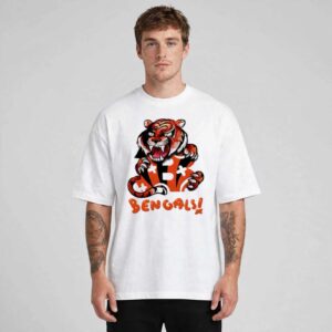 Cincinnati Bengals tiger snarling over letter B shirt