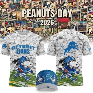 Detroit Lions 2026 Peanuts NFL Game Day X mas Game Tee Hoodie