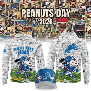 Detroit Lions 2026 Peanuts NFL Game Day X mas Game Tee Hoodie