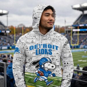 Detroit Lions 2026 Peanuts NFL Game Day X mas Game Tee Hoodie