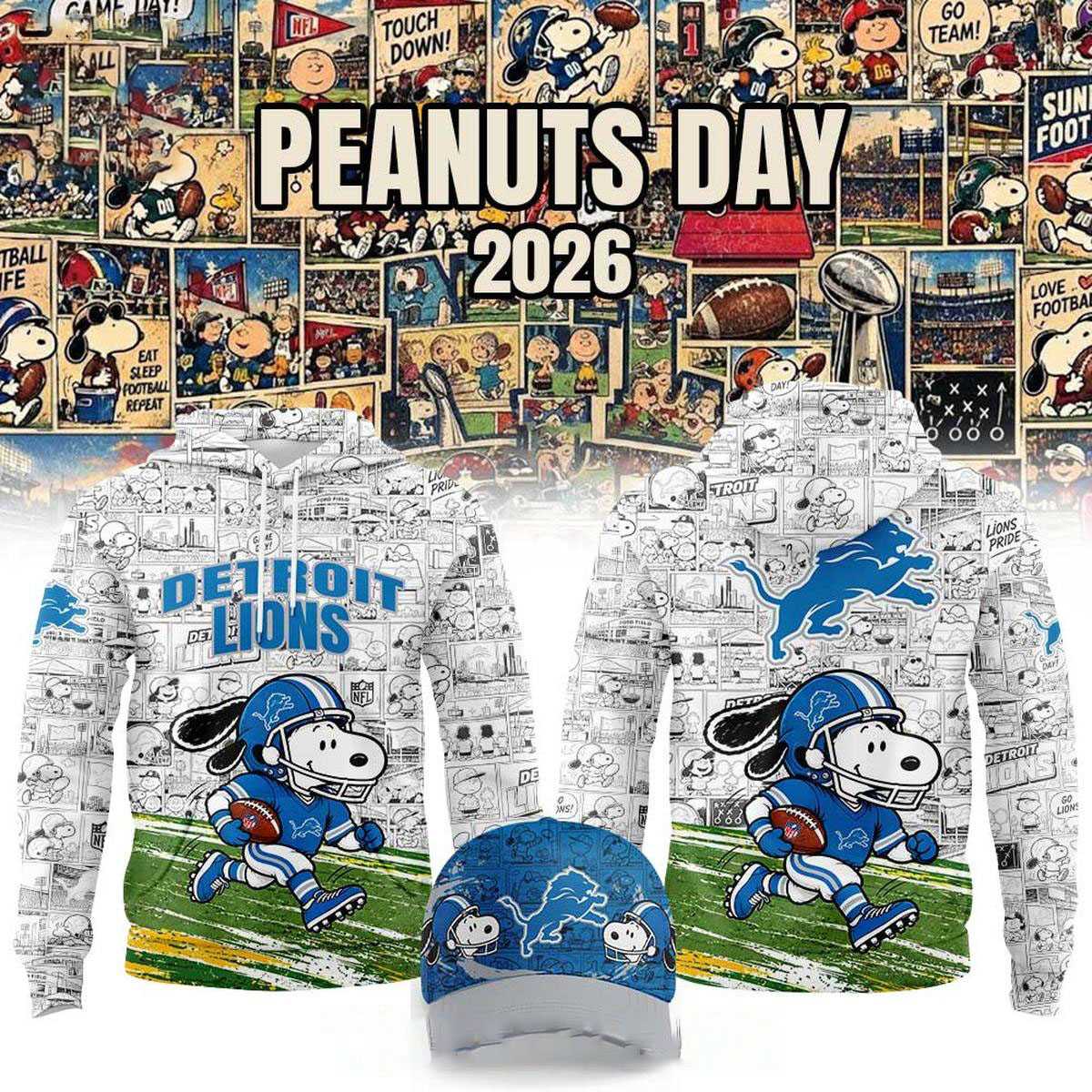 Detroit Lions 2026 Peanuts NFL Game Day X mas Game Tee Hoodie Detroit Lions 2026 Peanuts NFL Game Day X mas Game Tee Hoodie