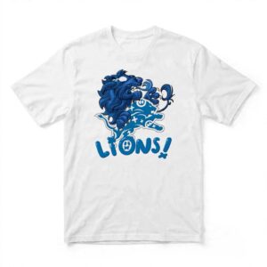 Detroit Lions blue lion mascot logo illustration shirt
