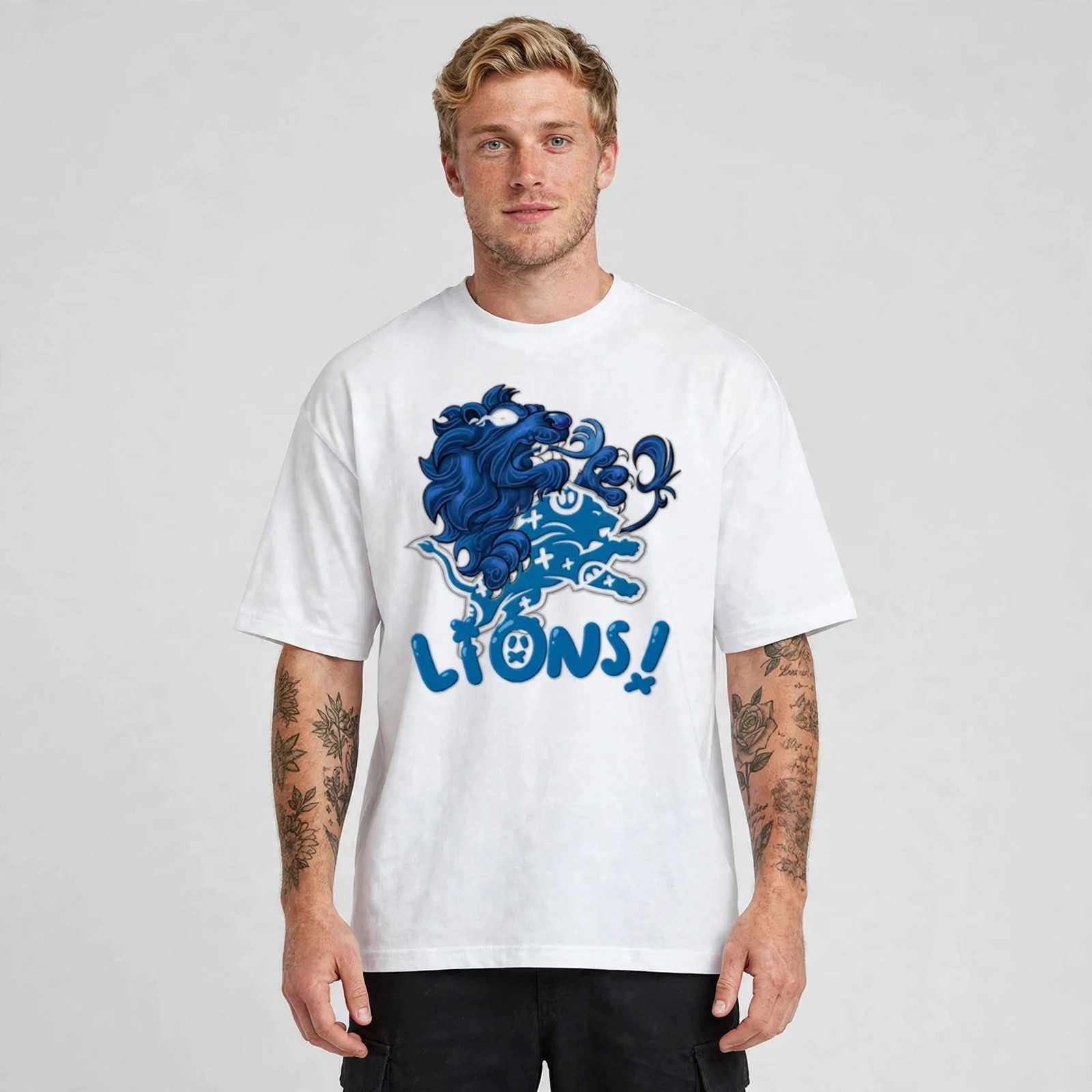 Detroit Lions blue lion mascot logo illustration shirt Detroit Lions blue lion mascot logo illustration shirt