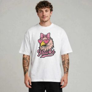 Eagle wearing pink bow glasses shirt