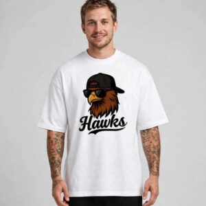 Eagle wearing sunglasses baseball cap shirt