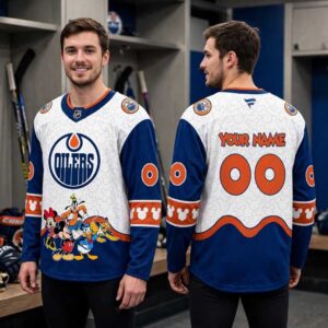 Edmonton Oilers Mickey 2026 Disney Friends Night Custom Hockey Jersey