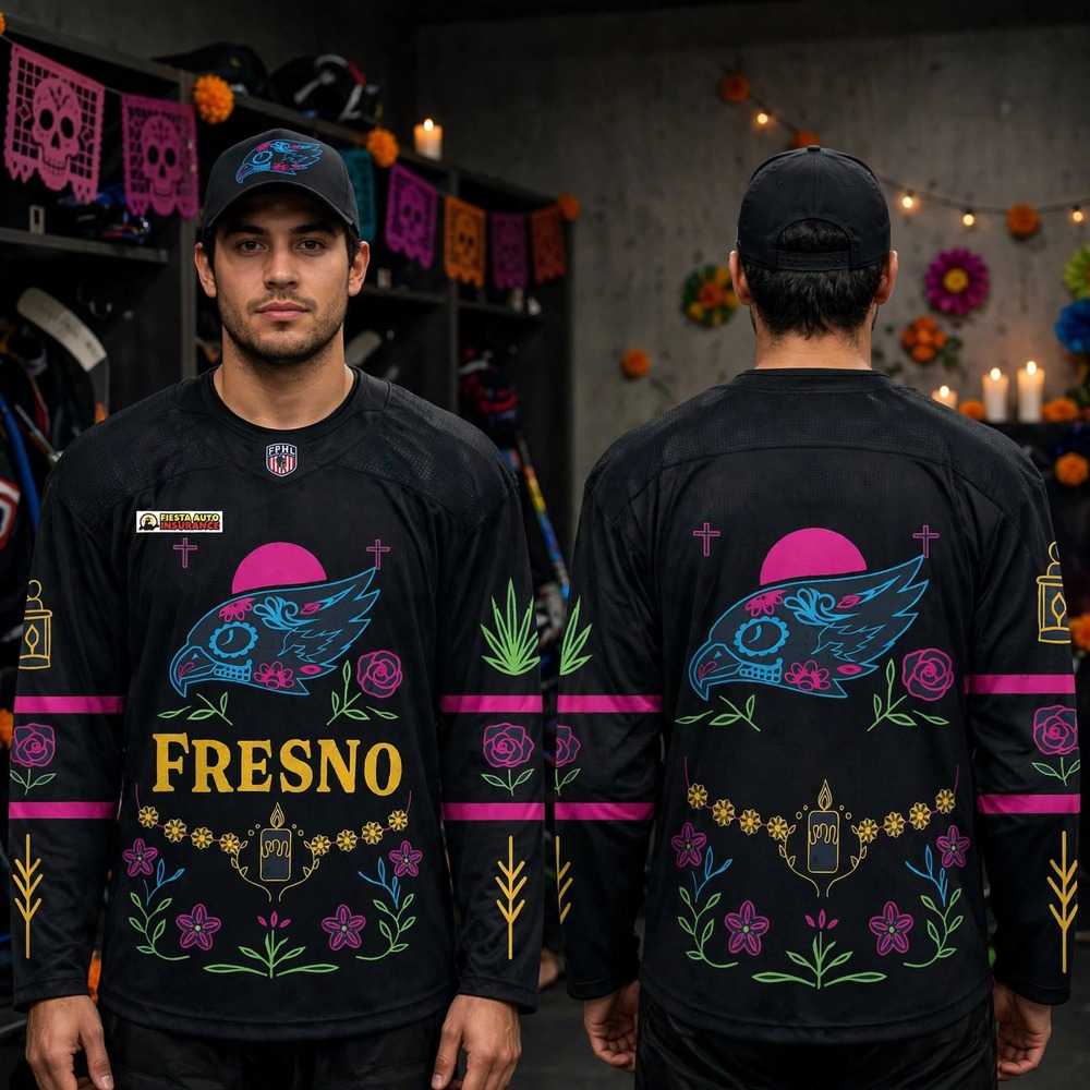 Fresno Falcons 2026 Dia De Los Muertos Night Custom Hockey Jersey Fresno Falcons 2026 Dia De Los Muertos Night Custom Hockey Jersey