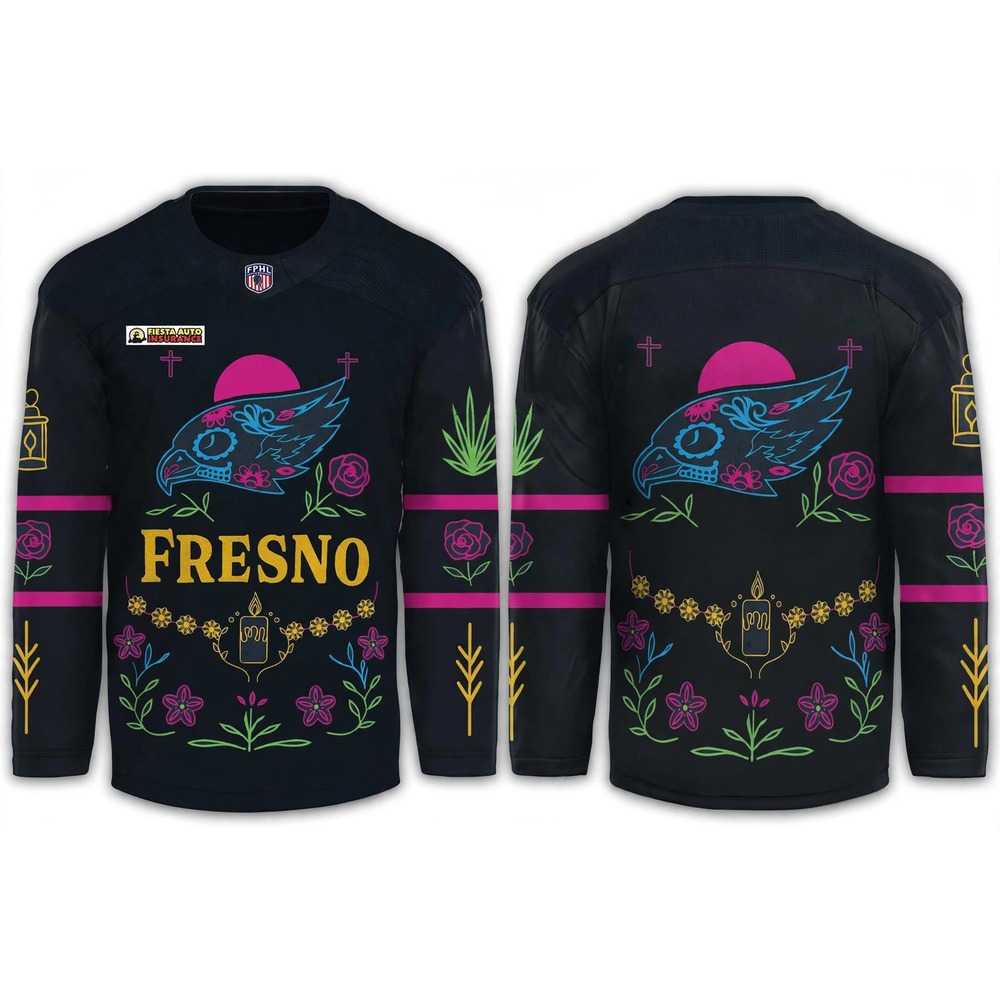Fresno Falcons 2026 Dia De Los Muertos Night Custom Hockey Jersey Fresno Falcons 2026 Dia De Los Muertos Night Custom Hockey Jersey