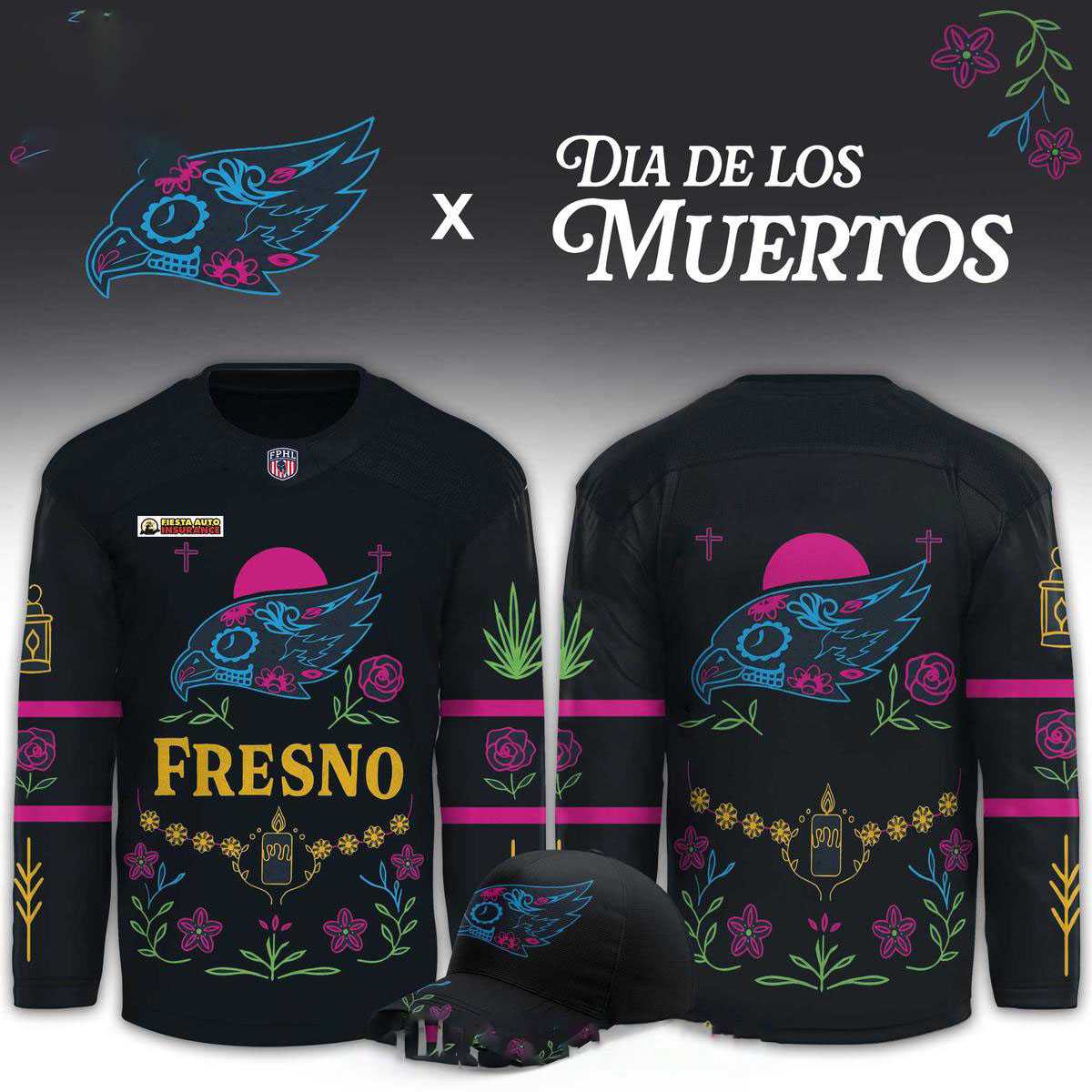 Fresno Falcons 2026 Dia De Los Muertos Night Custom Hockey Jersey Fresno Falcons 2026 Dia De Los Muertos Night Custom Hockey Jersey