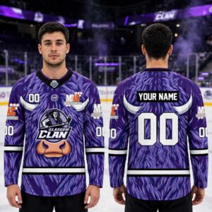 Glasgow Clan Kids Takeover Warm Up Jersey 2026 Purple Custom Jersey