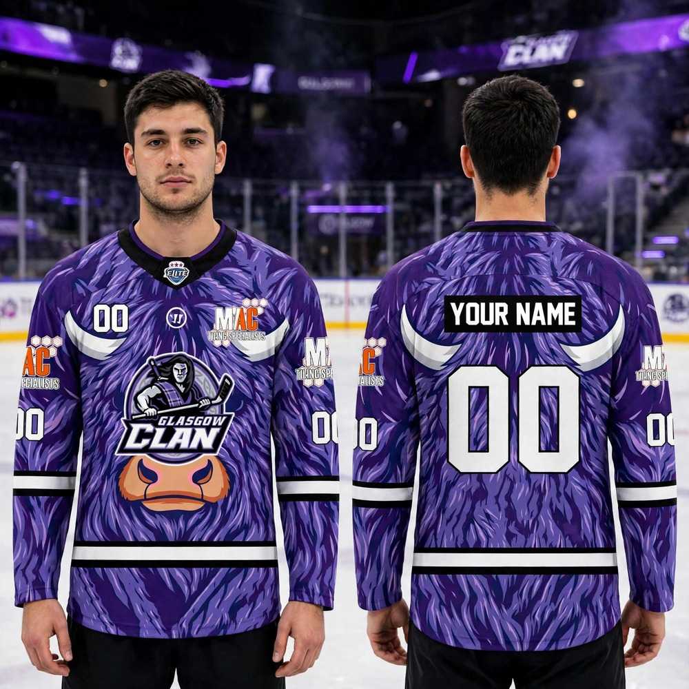 Glasgow Clan Kids Takeover Warm Up Jersey 2026 Purple Custom Jersey Glasgow Clan Kids Takeover Warm Up Jersey 2026 Purple Custom Jersey