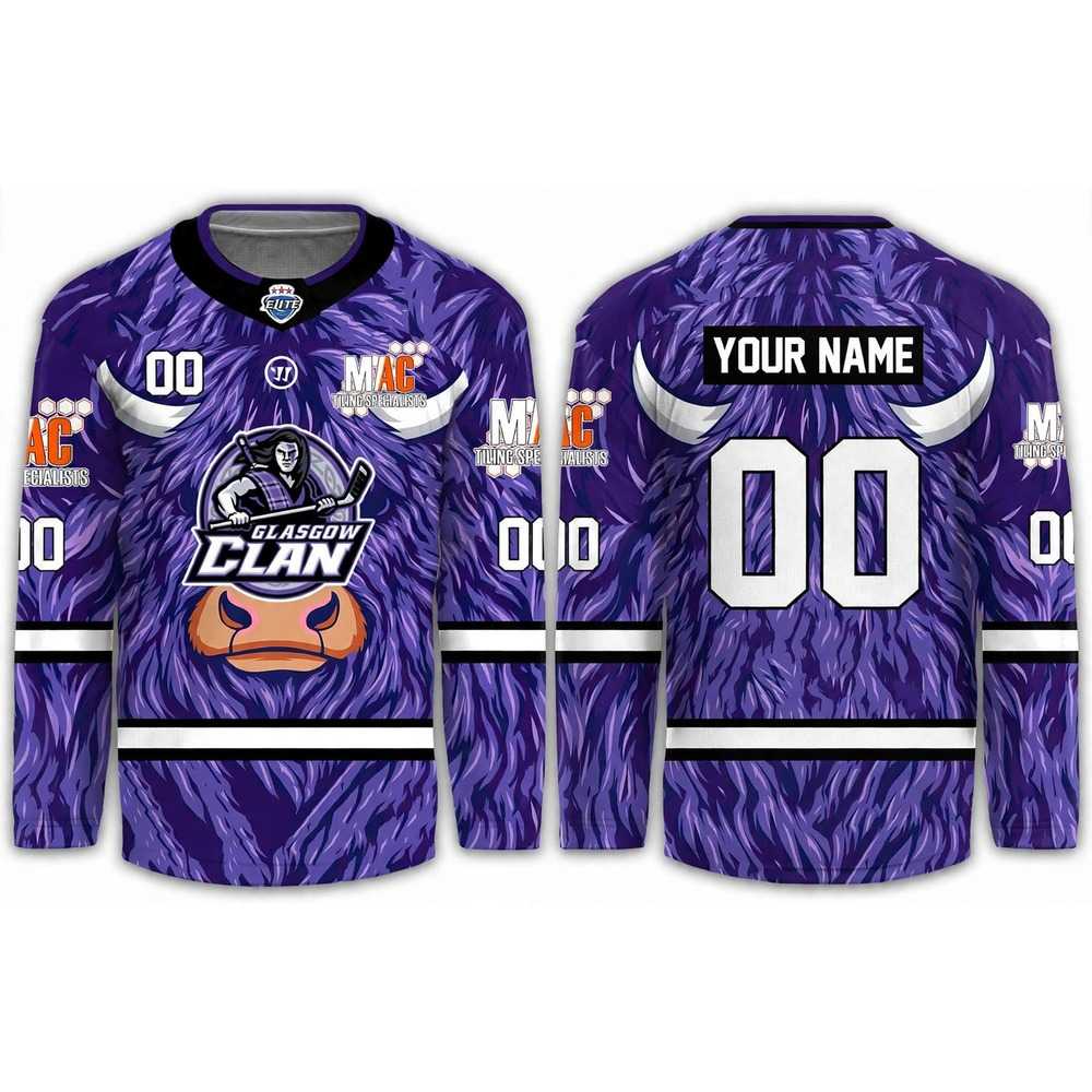 Glasgow Clan Kids Takeover Warm Up Jersey 2026 Purple Custom Jersey Glasgow Clan Kids Takeover Warm Up Jersey 2026 Purple Custom Jersey