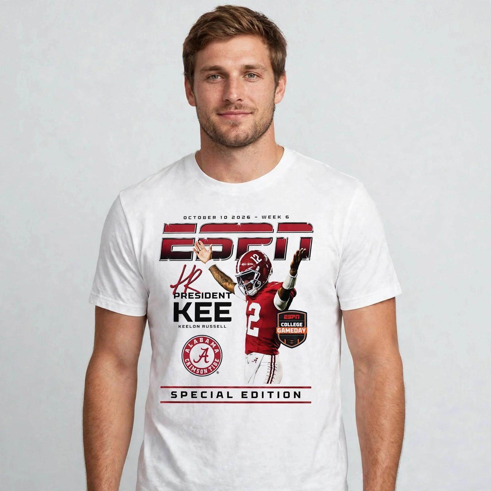 Keelon Russell number 12 Alabama Crimson Tide President Kee special edition ESPN football shirt Keelon Russell number 12 Alabama Crimson Tide President Kee special edition ESPN football shirt