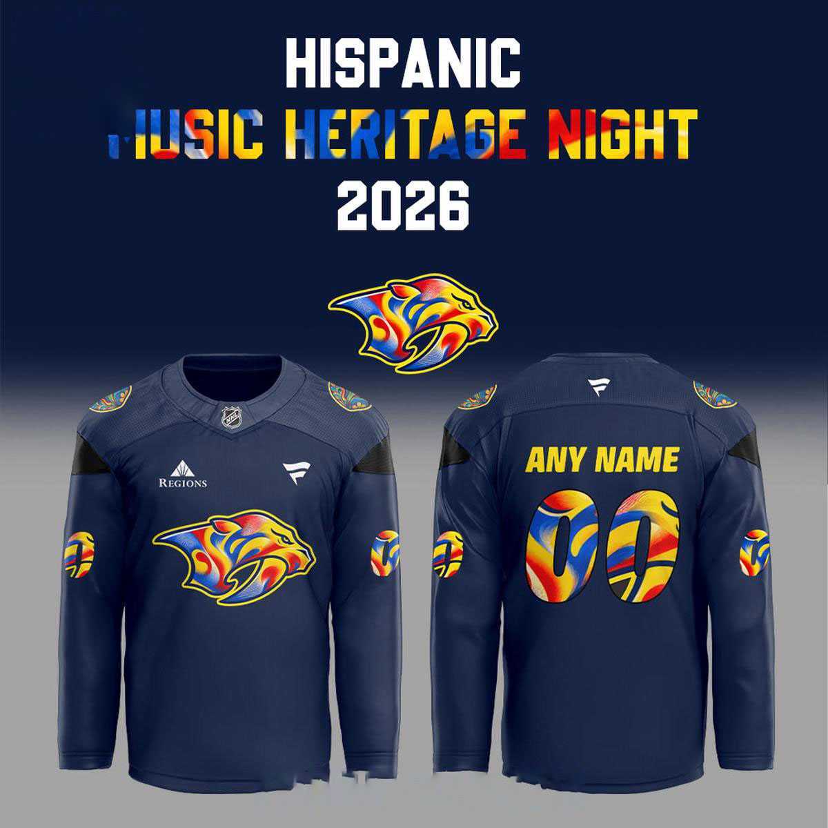 Nashville Predators Hispanic Music Heritage Night Custom Hockey Jersey Nashville Predators Hispanic Music Heritage Night Custom Hockey Jersey