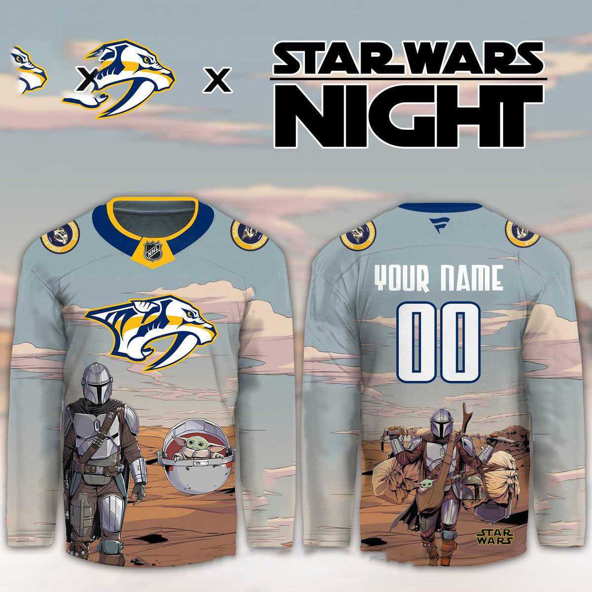 Nashville Predators Star Wars Night 2026 Grogu Game Custom Hockey Jersey Nashville Predators Star Wars Night 2026 Grogu Game Custom Hockey Jersey