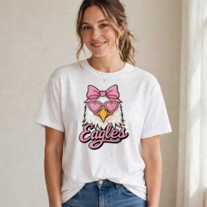Philadelphia Eagles eagle wearing pink bow heart sunglasses shirt