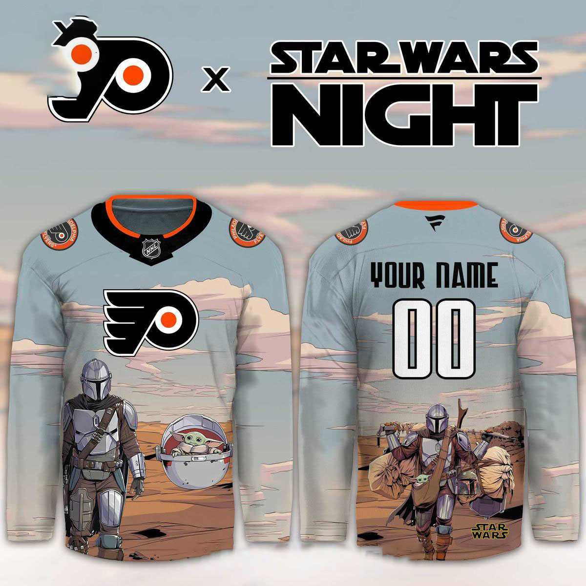 Philadelphia Flyers Star Wars Night 2026 Grogu Game Personalized Hockey Jersey Philadelphia Flyers Star Wars Night 2026 Grogu Game Personalized Hockey Jersey