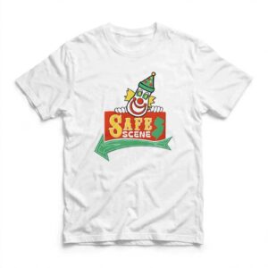 Safe Scene clown holding sign new jersey map shirt
