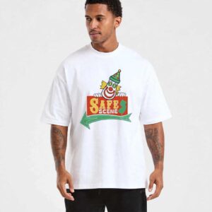 Safe Scene clown holding sign new jersey map shirt