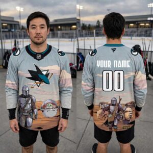 San Jose Sharks Star Wars Night 2026 Grogu Game Personalized Hockey Jersey