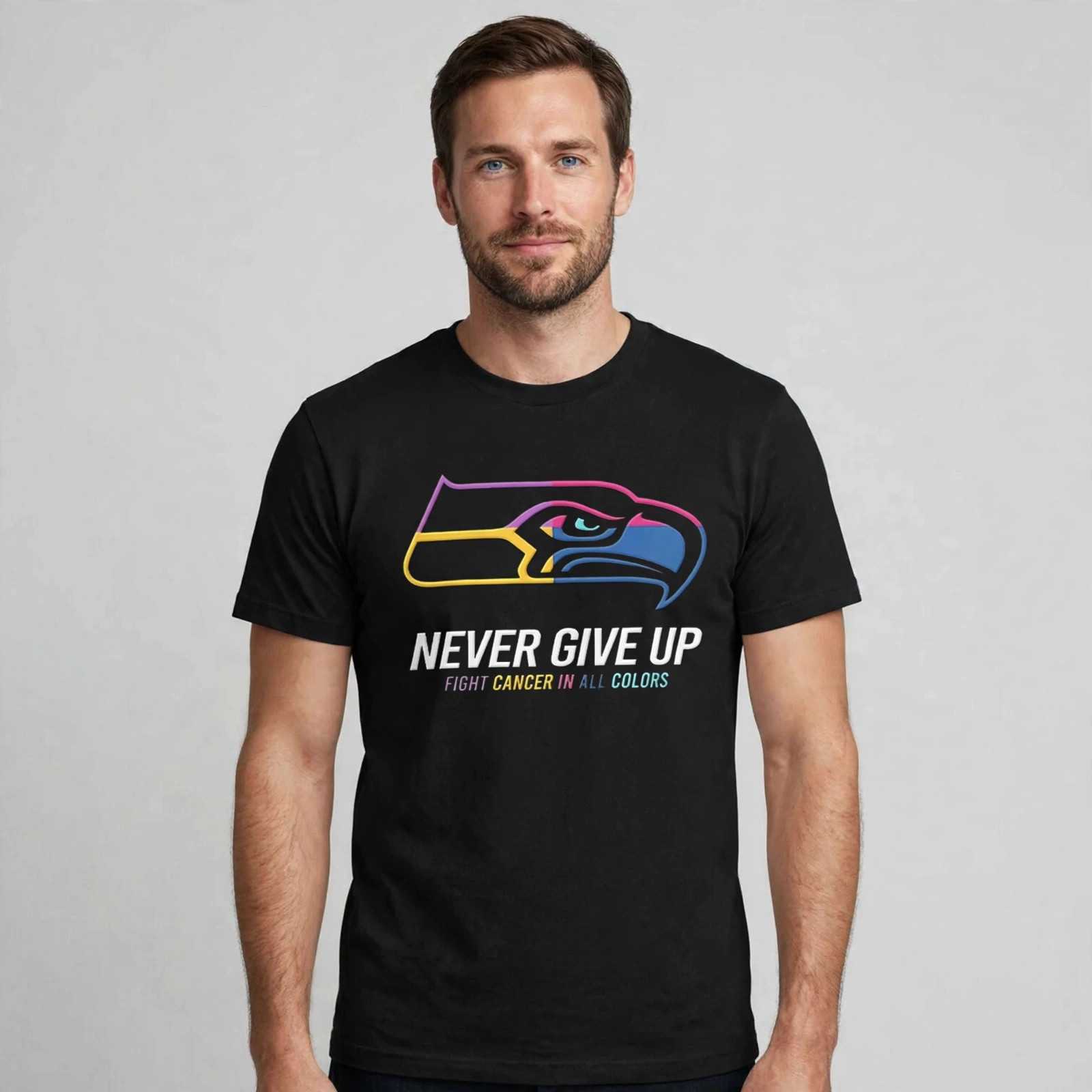 Seattle Seahawks Never Give Up Fight Cancer In All Colors 2026 logo shirt Seattle Seahawks Never Give Up Fight Cancer In All Colors 2026 logo shirt