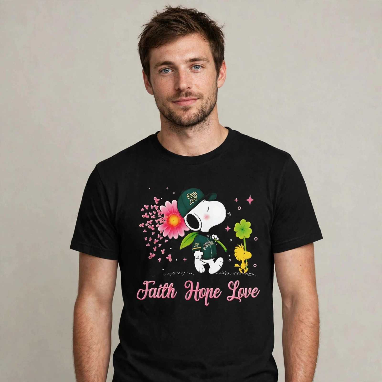 Snoopy Athletics Breast Cancer Awareness Faith Hope Love shirt Snoopy Athletics Breast Cancer Awareness Faith Hope Love shirt