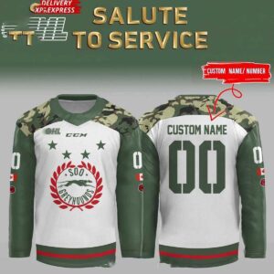 Soo Greyhounds 2026 Salute To Service Night Personalized Hockey Jersey