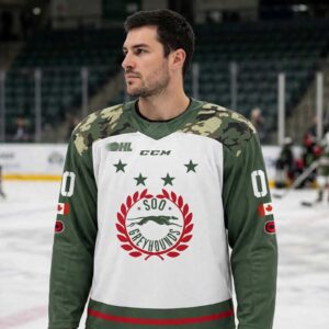 Soo Greyhounds 2026 Salute To Service Night Personalized Hockey Jersey