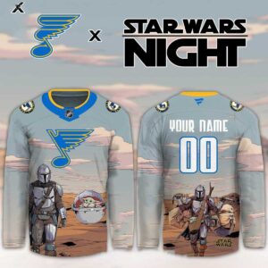 St. Louis Blues Star Wars Night 2026 Grogu Game Personalized Hockey Jersey