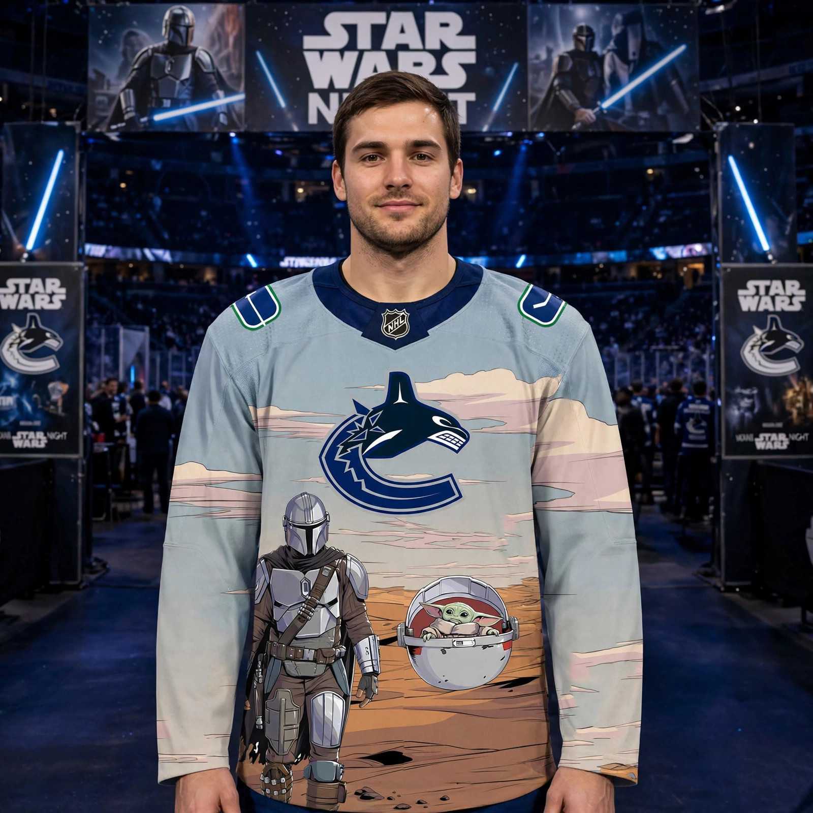 Vancouver Canucks Star Wars Night 2026 Grogu Game Personalized Hockey Jersey Vancouver Canucks Star Wars Night 2026 Grogu Game Personalized Hockey Jersey